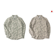 LESS - L/S CAMOUFLAGE BUTTON DOWN SHIRT (Green,Brown)