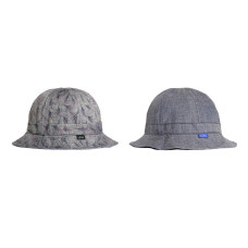LESS - FLOWER REVERSIBLE MILITARY HAT GREY / LIGHT BLUE