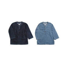 LESS - DENIM PULLOVER BASEBALL JERSEY