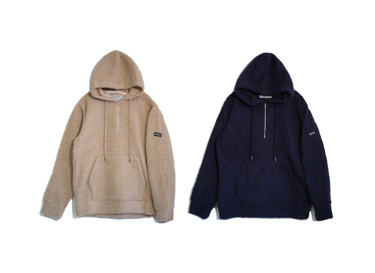 LESS - HALF ZIP UP FLEECE HOODIE