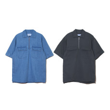 LESS - S/S HALF ZIP UP SHIRT